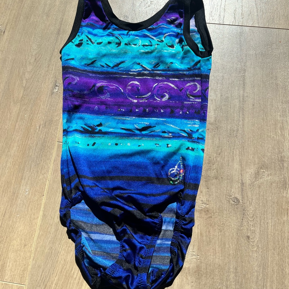 Jagwear Gymnastics Leotard~ Good Condition~ Size 14 Girls~ Blue, Purple, Teal
